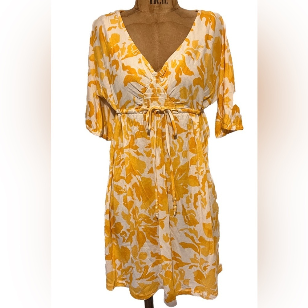 Juicy Couture Cream and Yellow Floral Dress S EUC